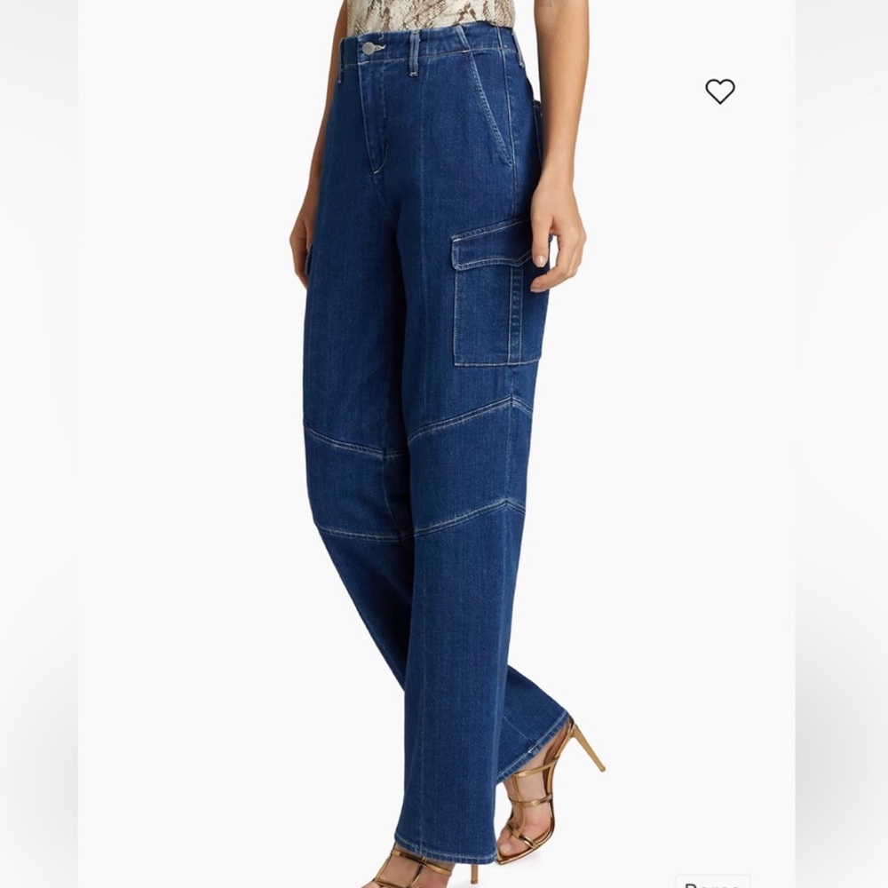 L’AGENCE Brooklyn Wide Leg Cargo Jean Barca Blue 28 High Rise Y2K Denim USA Made - Picture 4 of 15